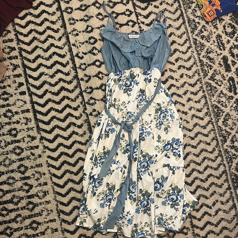 PatPat Blue and White Floral Maxi Dress